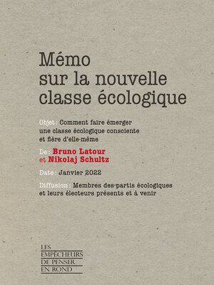 cover image of Mémo sur la nouvelle classe écologique